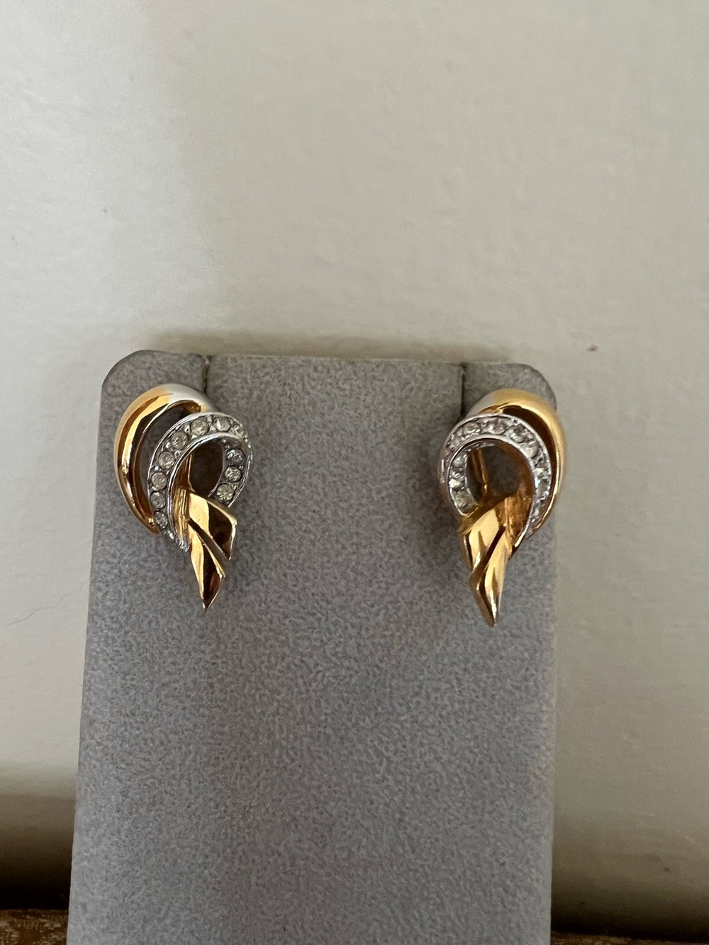 Vintage Gold tone and CZ post earrings